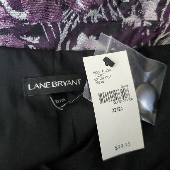 Lane Bryant Floral Blazer Jacket 22/24 3X Purple Black Gray 3/4 Sleeve 1 Button - Picture 5 of 7